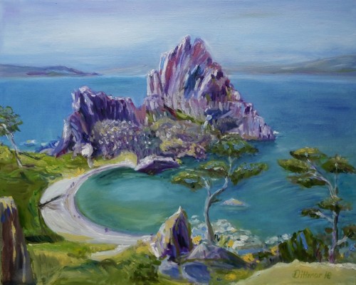 Schamanenfelsen auf Olchon, 2018, 50 x 40, Öl